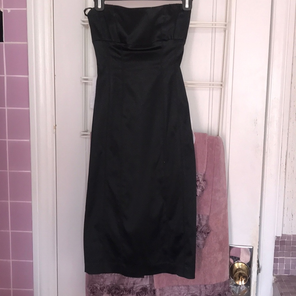 Black strapless Bebe dress